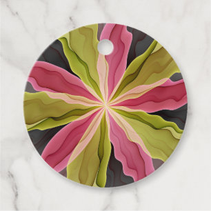 Etiquetas Para Lembrancinhas Personalização de Arte Fractal de Flor Antracita V