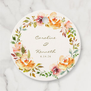 Etiquetas Para Lembrancinhas Personalização de Casamento Floral de Aquarela Col