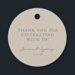 Etiquetas Para Lembrancinhas Personalização do Script de Taupe bege minimalista<br><div class="desc">Personalização De Casamento De Script De Taupe Moderno Minimalista,  Obrigado Tags Favoráveis</div>