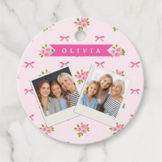 Etiquetas Para Lembrancinhas Personalized Pink Coquette Girly Bow Floral Name