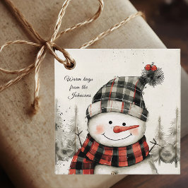 Etiquetas Para Lembrancinhas Personalized Snowman Plaid Christmas Favor Tags
