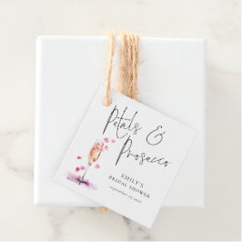 Etiquetas Para Lembrancinhas Pétalas e Prosecco Elegante Script Chás de Noiva