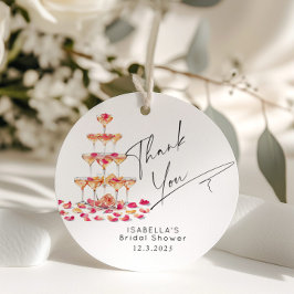 Etiquetas Para Lembrancinhas Pétalas e Prosecco Rosa quente Noiva Obrigada