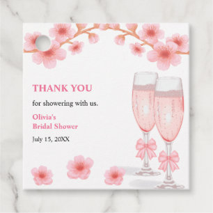 Etiquetas Para Lembrancinhas Pétalas Florais & Prosecco Chás de Noiva Obrigada