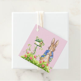 Etiquetas Para Lembrancinhas Peter o Coelho em seu jardim rosa