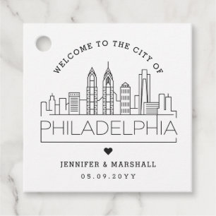 Etiquetas Para Lembrancinhas Philadelphia Skyline Favor de Boas-vindas