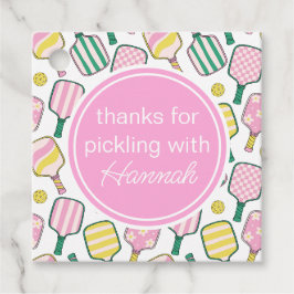 Etiquetas Para Lembrancinhas Pickball verde-rosa e amarelo