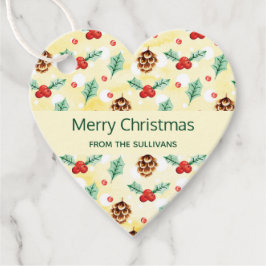 Etiquetas Para Lembrancinhas Pine Cones e Holly Natal Patterno