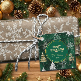 Etiquetas Para Lembrancinhas Pinheiros Dourados Prateados Flocos de Neve Caçado