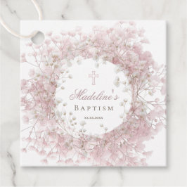 Etiquetas Para Lembrancinhas pink baby's breath Baptism thank you