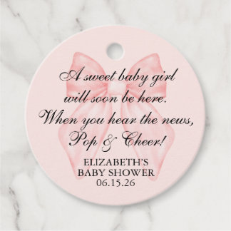 Etiquetas Para Lembrancinhas Pink Bow Baby Shower Coquette Champagne