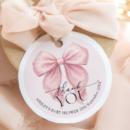 Etiquetas Para Lembrancinhas Pink Bow Baby Shower Thank You Favor Tags