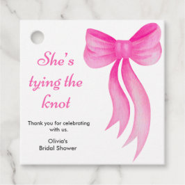 Etiquetas Para Lembrancinhas Pink Bow She's Tying the Knot Bridal Shower  