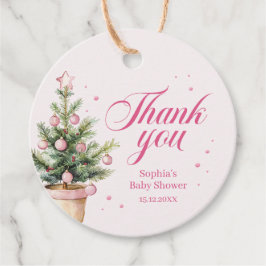 Etiquetas Para Lembrancinhas Pink Christmas Tree Baby Shower Thank You