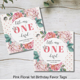 Etiquetas Para Lembrancinhas Pink Floral 1st Birthday 