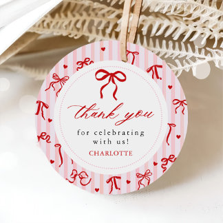Etiquetas Para Lembrancinhas Pink Red Coquette Bow Valentine Baby Shower
