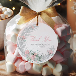 Etiquetas Para Lembrancinhas Pink Rose Silver Winter Thank you
