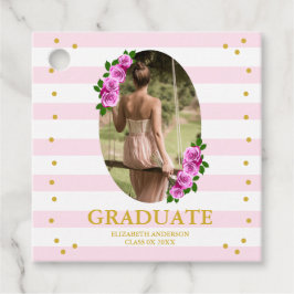 Etiquetas Para Lembrancinhas Pink Roses Striped Graduation Brunch
