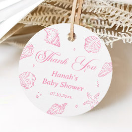 Etiquetas Para Lembrancinhas Pink Shells Coastal Beach Baby Shower Thank You 