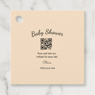 Etiquetas Para Lembrancinhas Pink simple baby shower q r code add name text thr