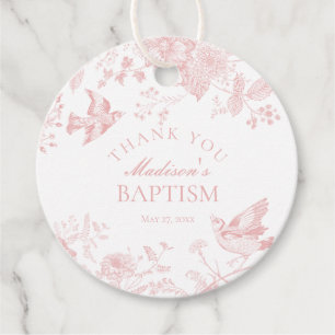 Etiquetas Para Lembrancinhas Pink Toile De Jouy Floral Baptism Favor