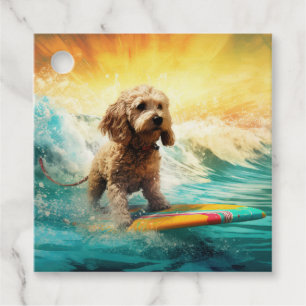 Etiquetas Para Lembrancinhas Pintura de surf em praia em Cockapoo