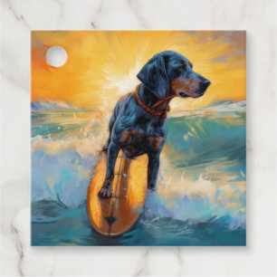 Etiquetas Para Lembrancinhas Pintura de Surf na Praia com Bluetick Coonhound