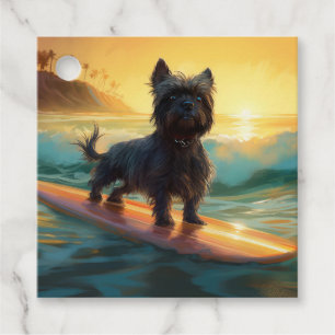 Etiquetas Para Lembrancinhas Pintura de Surf na Praia de Affenpinscher