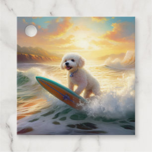 Etiquetas Para Lembrancinhas Pintura de Surf na Praia do Bichon Frise