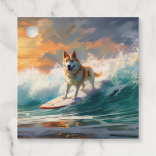 Etiquetas Para Lembrancinhas Pintura de surfe na praia de Akita