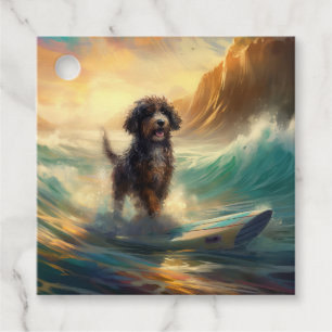 Etiquetas Para Lembrancinhas Pintura de surfe na praia de Bernedoodle