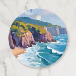 Etiquetas Para Lembrancinhas Pintura em aquarela do oceano Big Sur, Califórnia
