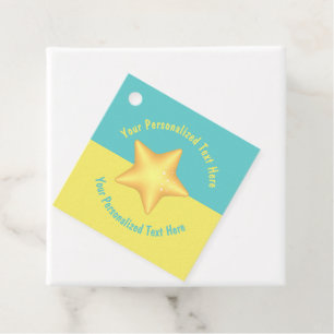 Etiquetas Para Lembrancinhas Piscina amarela personalizada azul-estrela