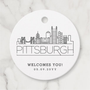 Etiquetas Para Lembrancinhas Pittsburgh Skyline   Favor de Boas-Vindas de Casam