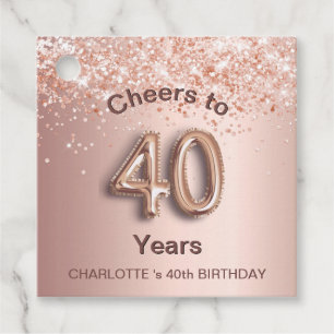 Etiquetas Para Lembrancinhas poeira brilhante rosa de aniversário de 40 anos d