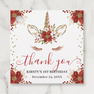 Etiquetas Para Lembrancinhas Poinsettia de Inverno Unicórnio Aniversário Infant