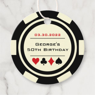Etiquetas Para Lembrancinhas Poker Chip Casino Black White Birday