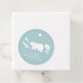 Etiquetas Para Lembrancinhas Polar Bear Blue Winter Birday Obrigado