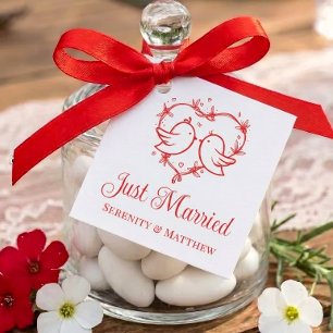 Etiquetas Para Lembrancinhas Pombinhos Fofos Boho Coração Vermelho Casados Recé