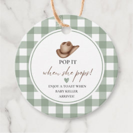 Etiquetas Para Lembrancinhas Pop it when she Pops Green Gingham Cowboy 