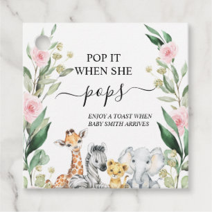 Etiquetas Para Lembrancinhas Pop Safari Foliage Floral Rosa Chá de fraldas
