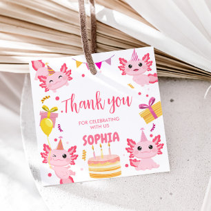 Etiquetas Para Lembrancinhas Praça da Festa de aniversário Axolotl rosa