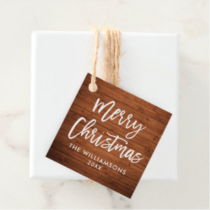 Etiquetas Para Lembrancinhas Praça de Natal Rustic Wood Script Brusch