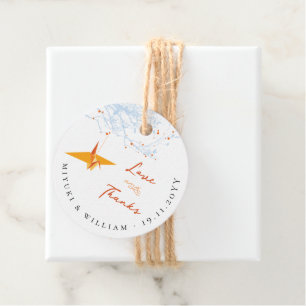Etiquetas Para Lembrancinhas Prendendo Papel Laranja Origami Crane Casamento As