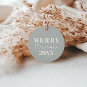 Etiquetas Para Lembrancinhas Presente Azul de Cinza de Natal Mérito Moderno