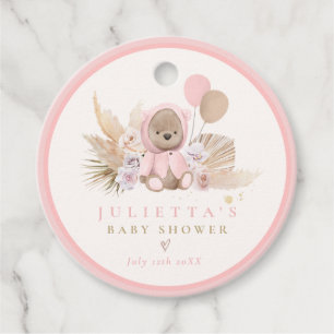 Etiquetas Para Lembrancinhas Presente de Chá de fraldas do Urso Rosa Rosa-Rosa