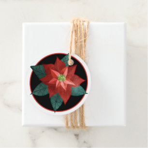 Etiquetas Para Lembrancinhas Presente de Natal de Poinsettia Vermelha Tradicion