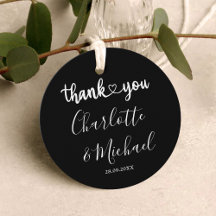 Preto e Branco Elegância Moderna Casamento Agradec