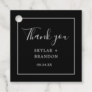 Etiquetas Para Lembrancinhas Preto e Branco minimalista moderno Obrigado