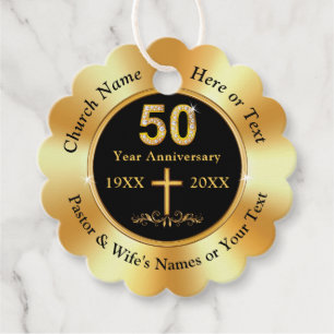 Etiquetas Para Lembrancinhas Preto e Dourado, 50 anos de aniversário da Igreja,